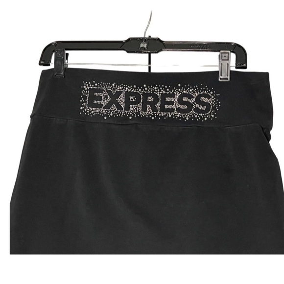 Express Mini Skirt Black Size Large with Bejeweled Express written on the skirt - Picture 3 of 5